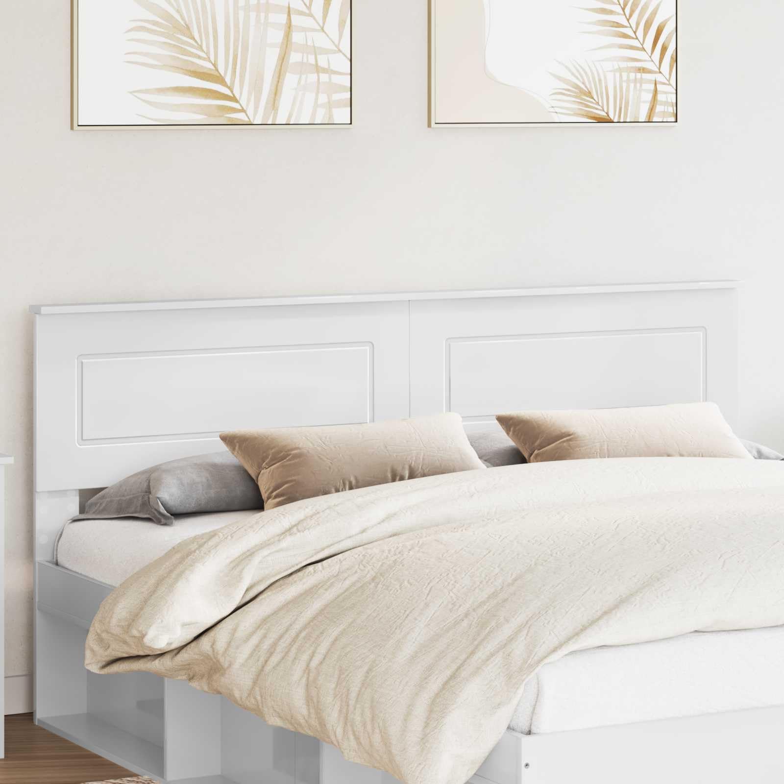 Cabecero de cama de madera blanco brillante de 203 x 90 cm, moderno cabecero de cama para dormitorio, fácil de limpiar, duradero, fácil montaje, elegante acabado en la pared para camas y