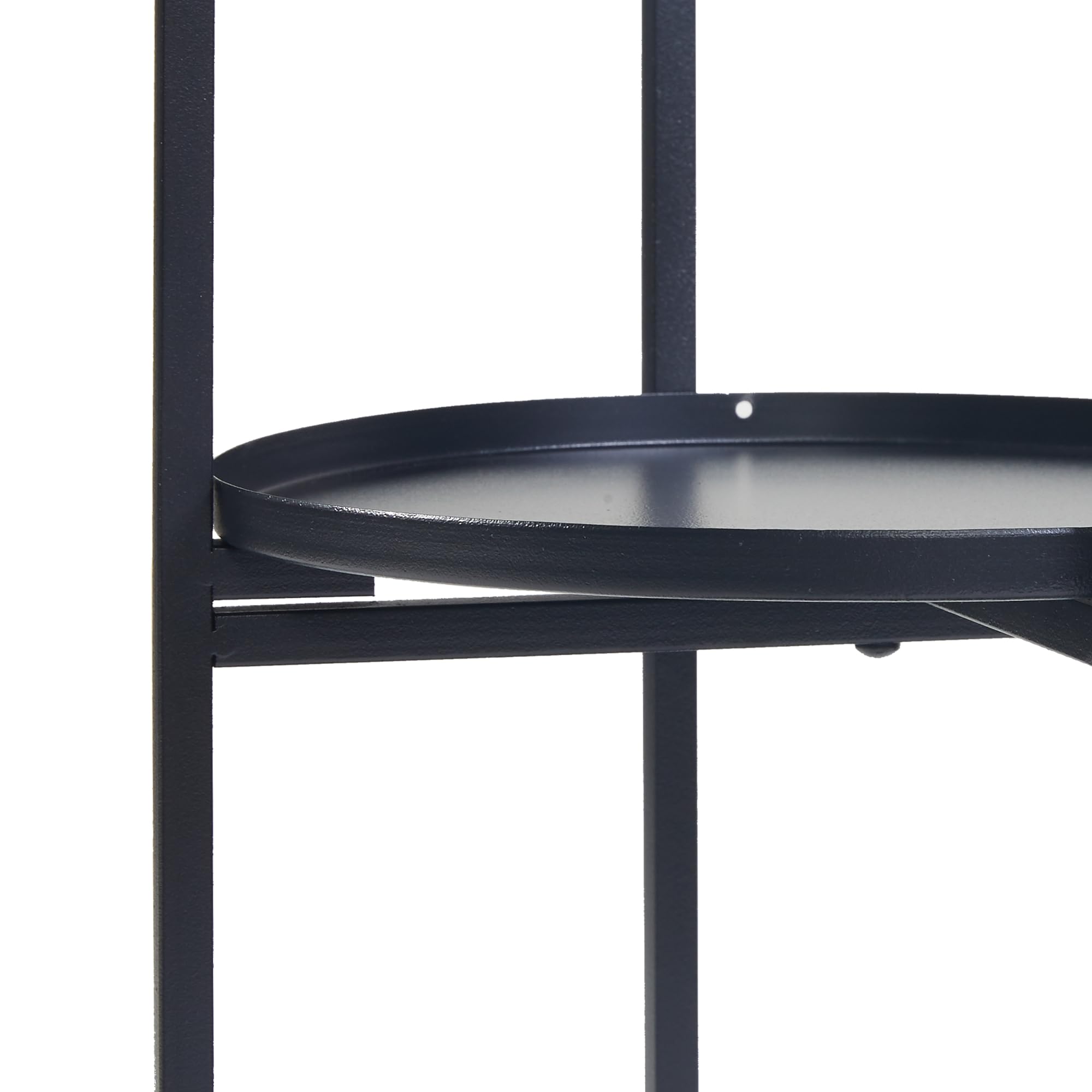 [en.casa] Portavasi Piedistallo per Piante Scaffale Portafiori a 4 Livelli Supporto Piante con Sottovasi Rotondi Portapiante in Metallo 134 x 25 cm Nero