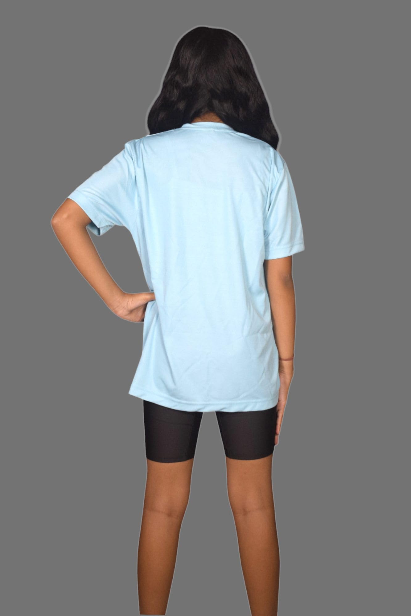 Aqua Holic Spandex Girls's Regular Fit Tights With Half Sleeves Tshirt | Adjustable, Quick Drying Set for Swimming, WaterParks, Surfing & Other Sports - Light Blue - 14-15 Years