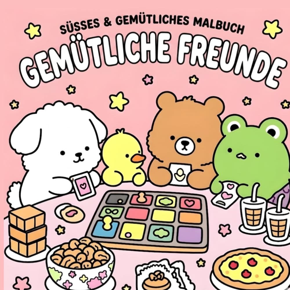 Gemütliche Freunde Süßes & gemütliches Malbuch: Malbuch für Kinder und Erwachsene – Süße, einfache und entspannende Kawaii-Tier-Motive für gemütliche Stunden und Stressabbau (Bold & Easy)