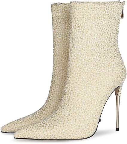 White stiletto ankle boots Clearance