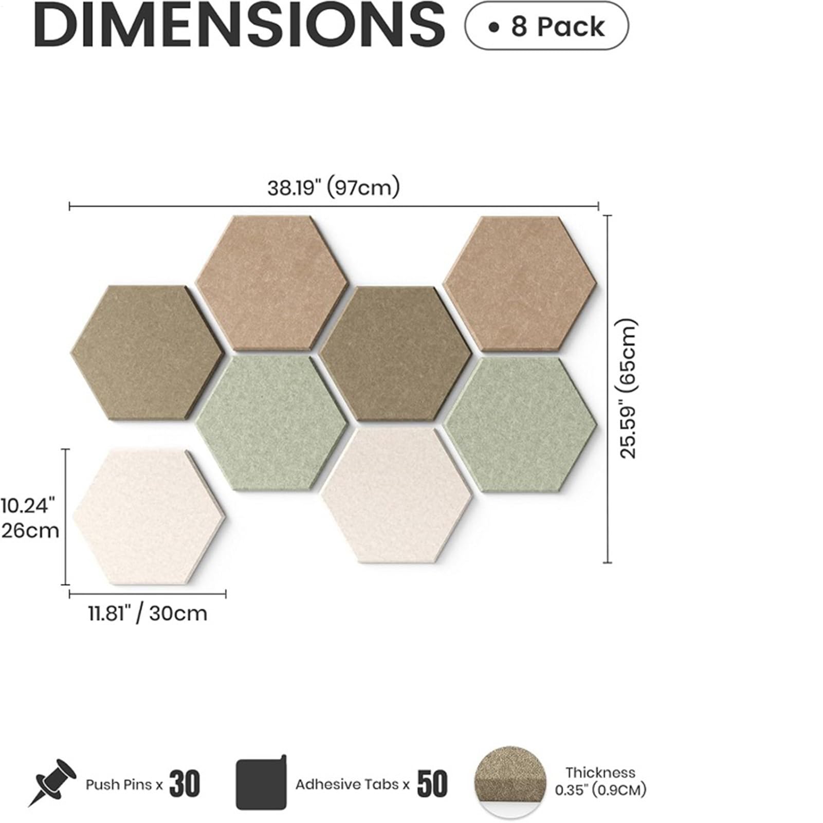 Tableros hexagonales para paredes, juego de decoración estética para el hogar, paneles de tablero acústico con corcho, pantalla multifuncional, tablero de tarjetas fotográficas con forma elegante