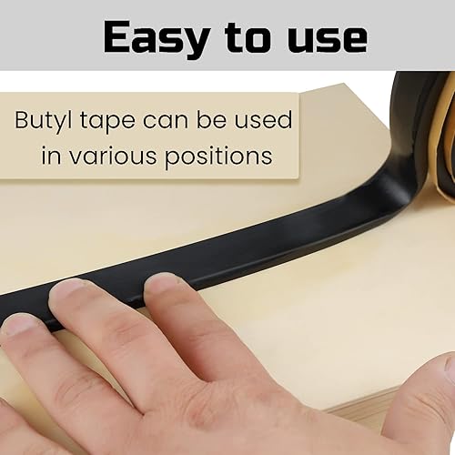 Miniatura 5 de Lichamp Cinta de butilo para autocaravana, 3/4 pulgadas de ancho 1/4 pulgadas de grosor y 20 pies de longitud, color negro