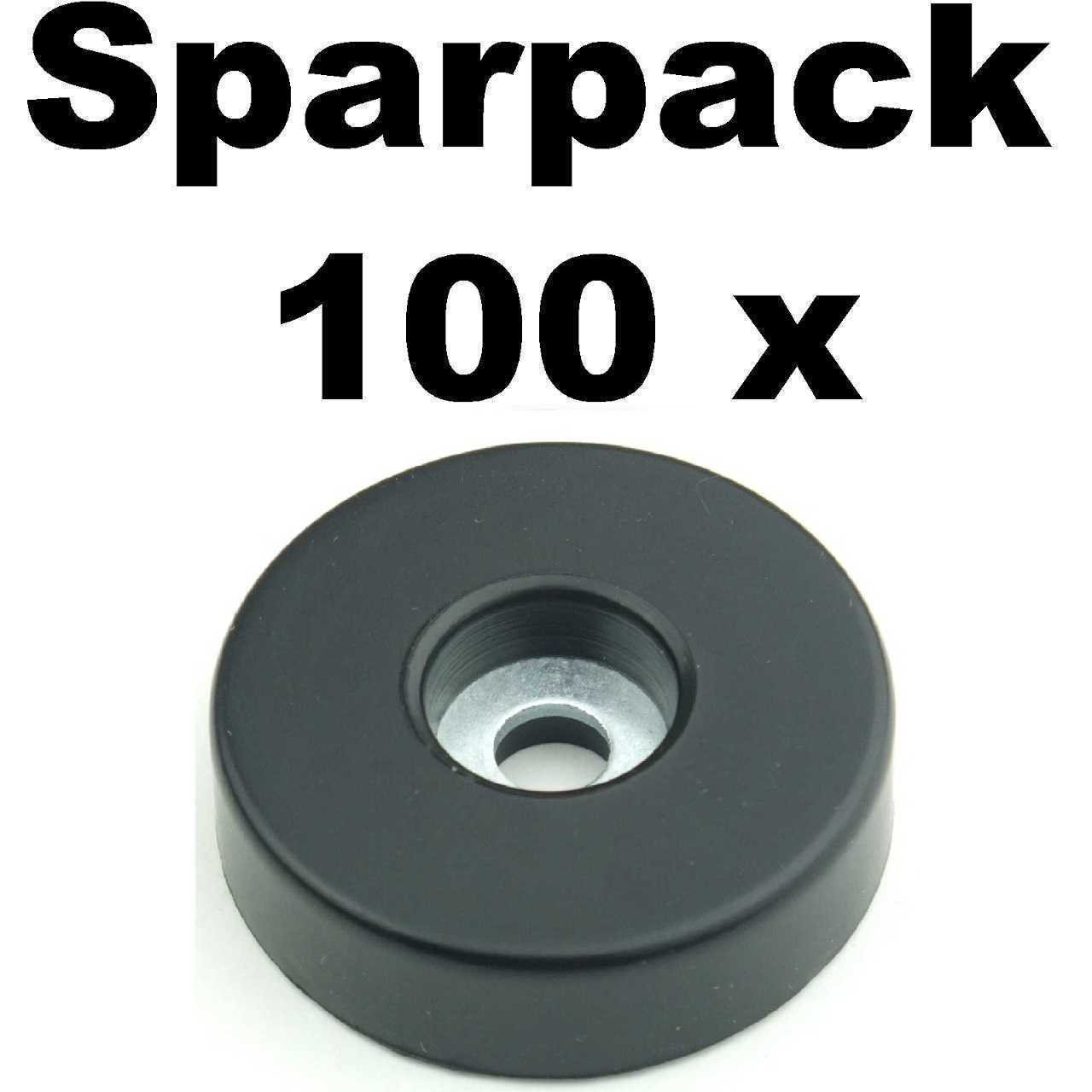 100 Stück Gummifüße 38 x 10 mm - Gummifuß schwarz mit Stahlscheibe Stahleinlage Adam Hall 4906