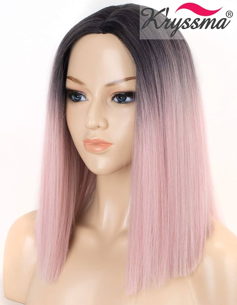 Amazon.com : K'ryssma Ombre Pink Synthetic Wig with Dark
