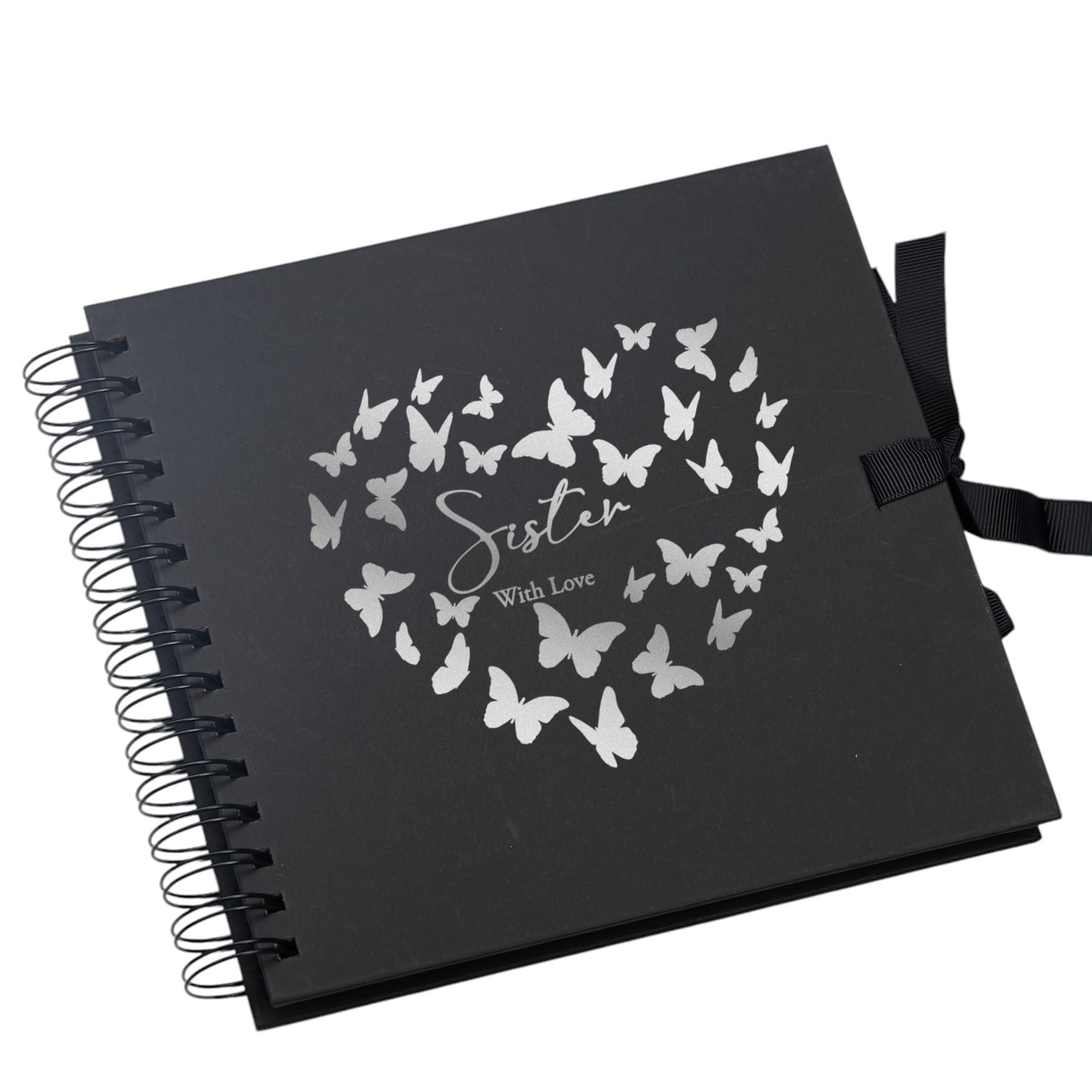 Sister Black Scrapbook Guest Book Or Photo album With Silver Script