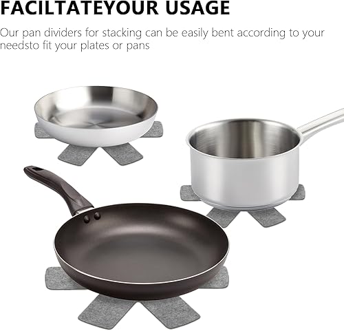 Miniatura 4 de 40 protectores de ollas y sartenes, 5 tamaños diferentes, protectores de utensilios de cocina, separadores apilables para proteger y separar ollas y