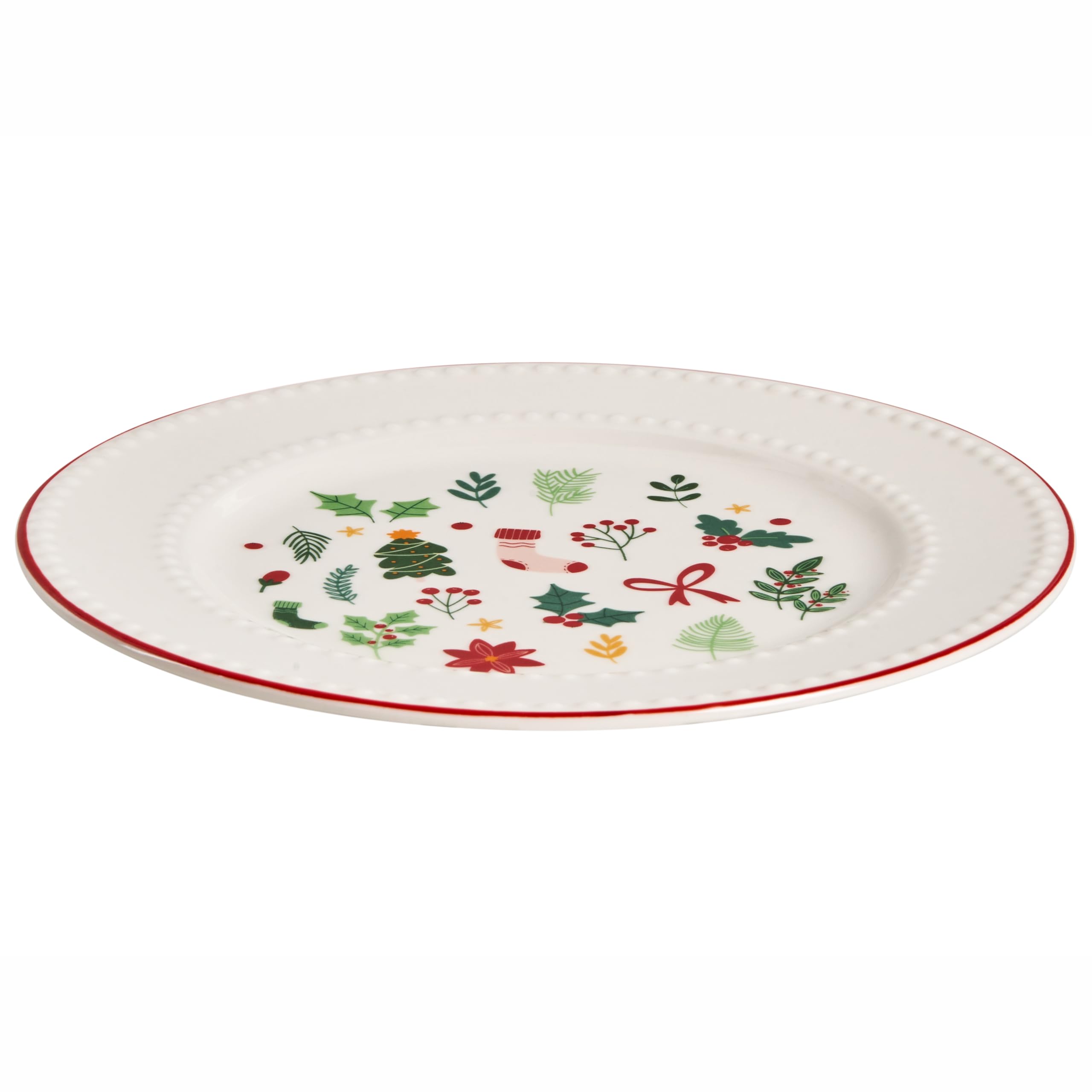 Zestaw naczyń z porcelany 12-częściowy ręcznie robiony reaktywne szkliwo dla 4 osób choinka biały Saffron
