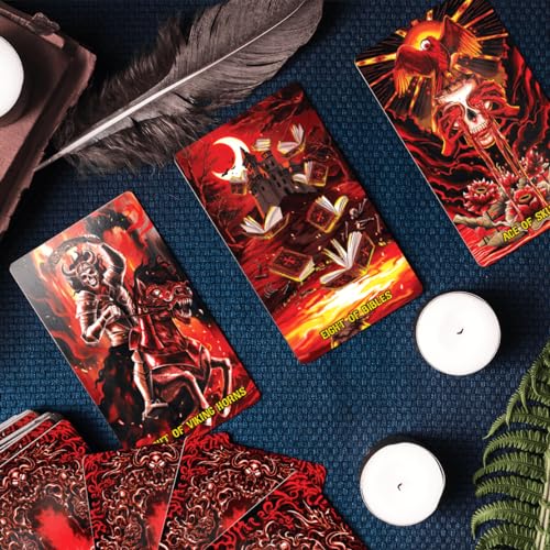 99FOX The Path of Horror Tarot Card Deck and Guidebook for Beginners Readers Creepy Themes Waterproof Cards Classic Pack Intuition Vintage Accessories Plastic Collection Design with Box