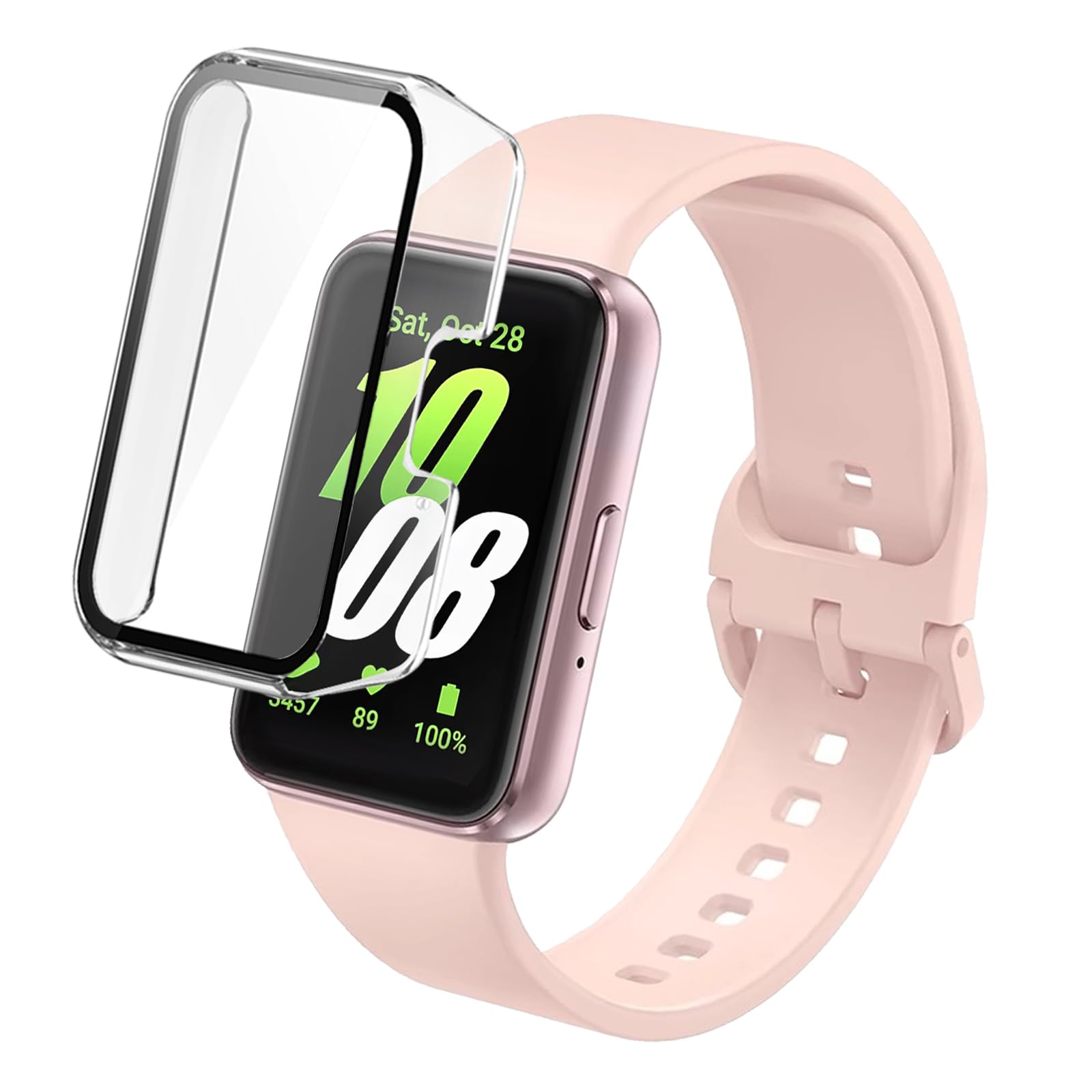 Tobfit Hard PC Protective Case Cover Compatible for Samsung Galaxy Fit 3 Smart Watch, Anti-Scratch and Shockproof Cover with Built-in HD Full Coverage Screen Protector(Clear)-image-24