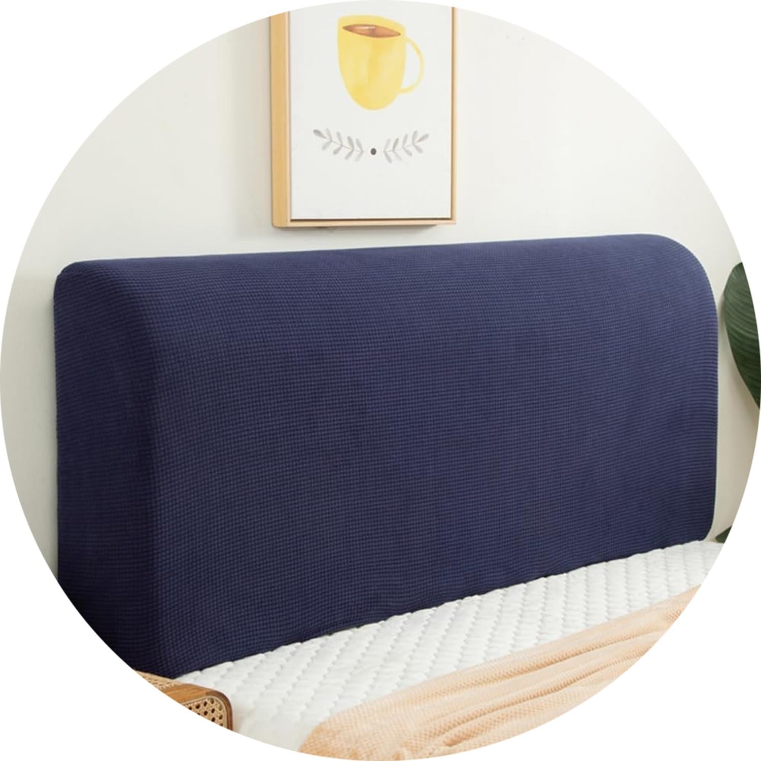 Headboard Cover for Full Queen Cal King Size Bed, Polar fleeceDustproof Head Board Wrap, Stretch All-Inclusive Bed Head Protector Cover Modern Bedroom Decoration(Navy Blue,43-51in (110-130cm))
