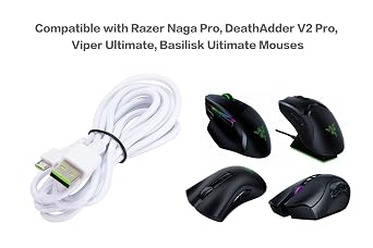 Alphatec Razer USB Charging Cable Replacement, Compatible with Naga Pro, DeathAdder V2 Pro, Viper Ultimate, Basilisk Uitimate Mouse, Data Sync & Power Supply