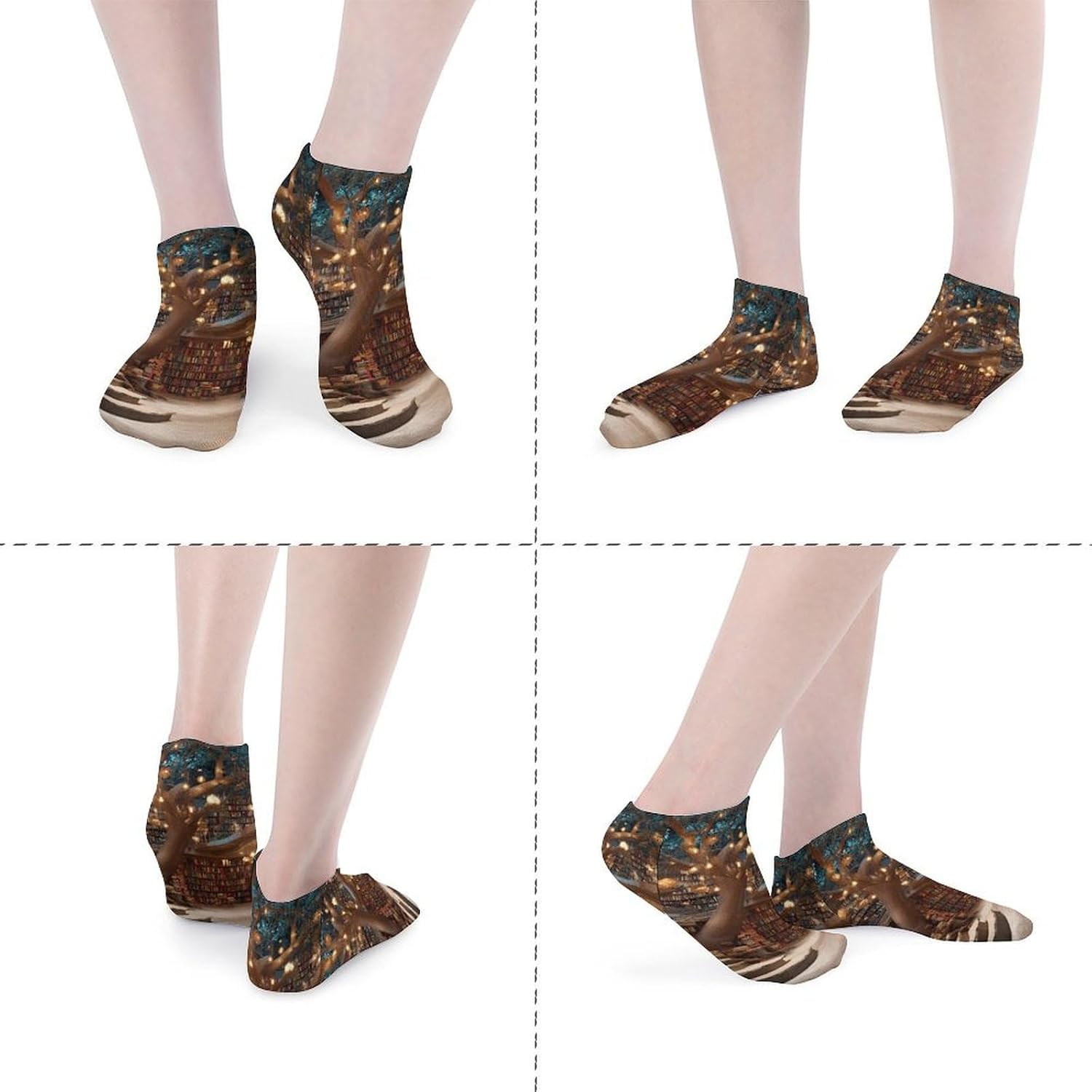 Vintage Printed Tree Magic Men Socks No Show Low Cut Ankle Sock