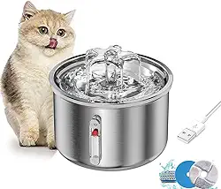 JINYUHAY Bebedouro Para Gatos 2L, Fonte de Água para Gato, Inox, Silencioso