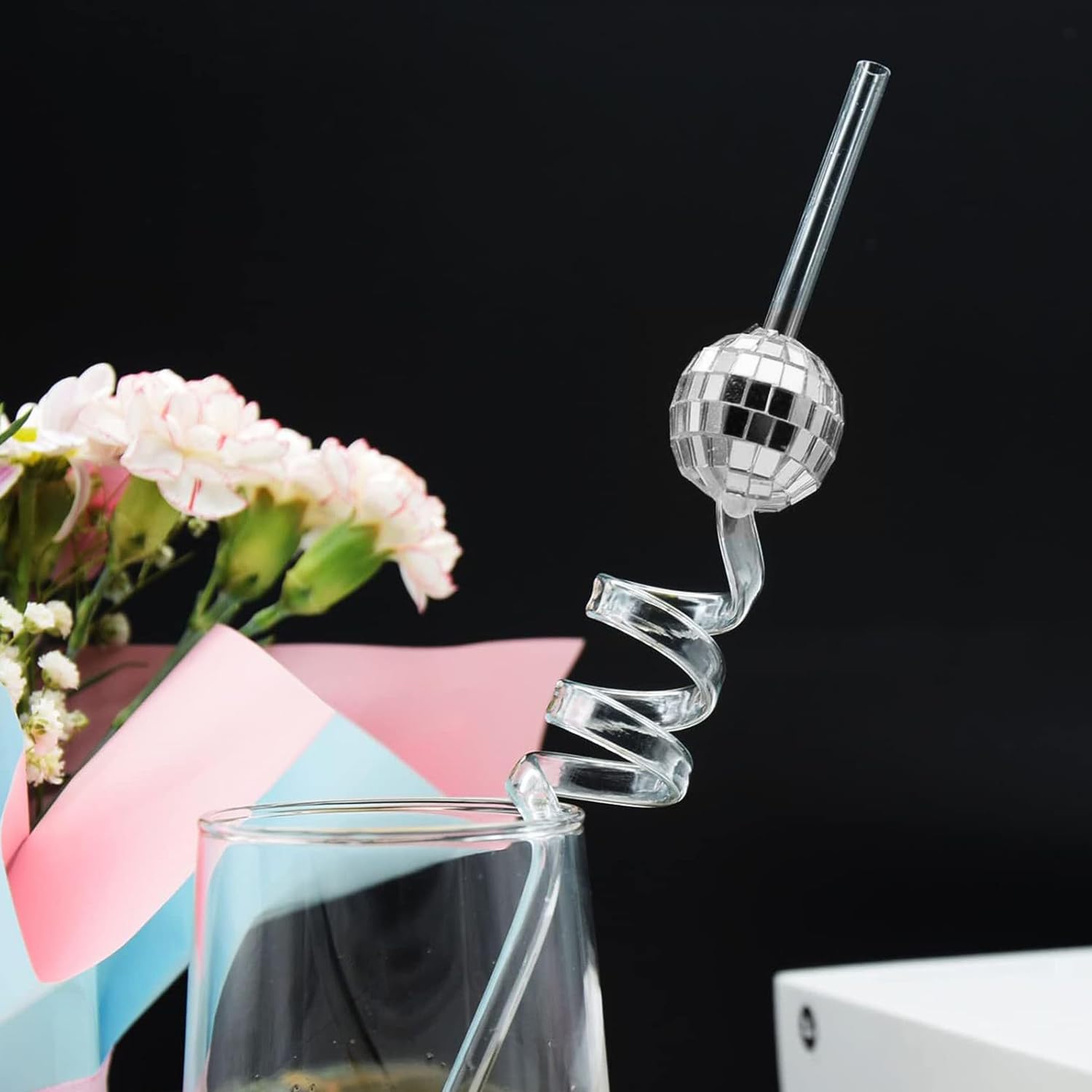 12 Cannucce Decorative Per Feste A Sfera Discoteca | Colorate E Riutilizzabili Con 4 Spazzole Per Pulizia | Perfette Per Cocktail E Bevande Fredde