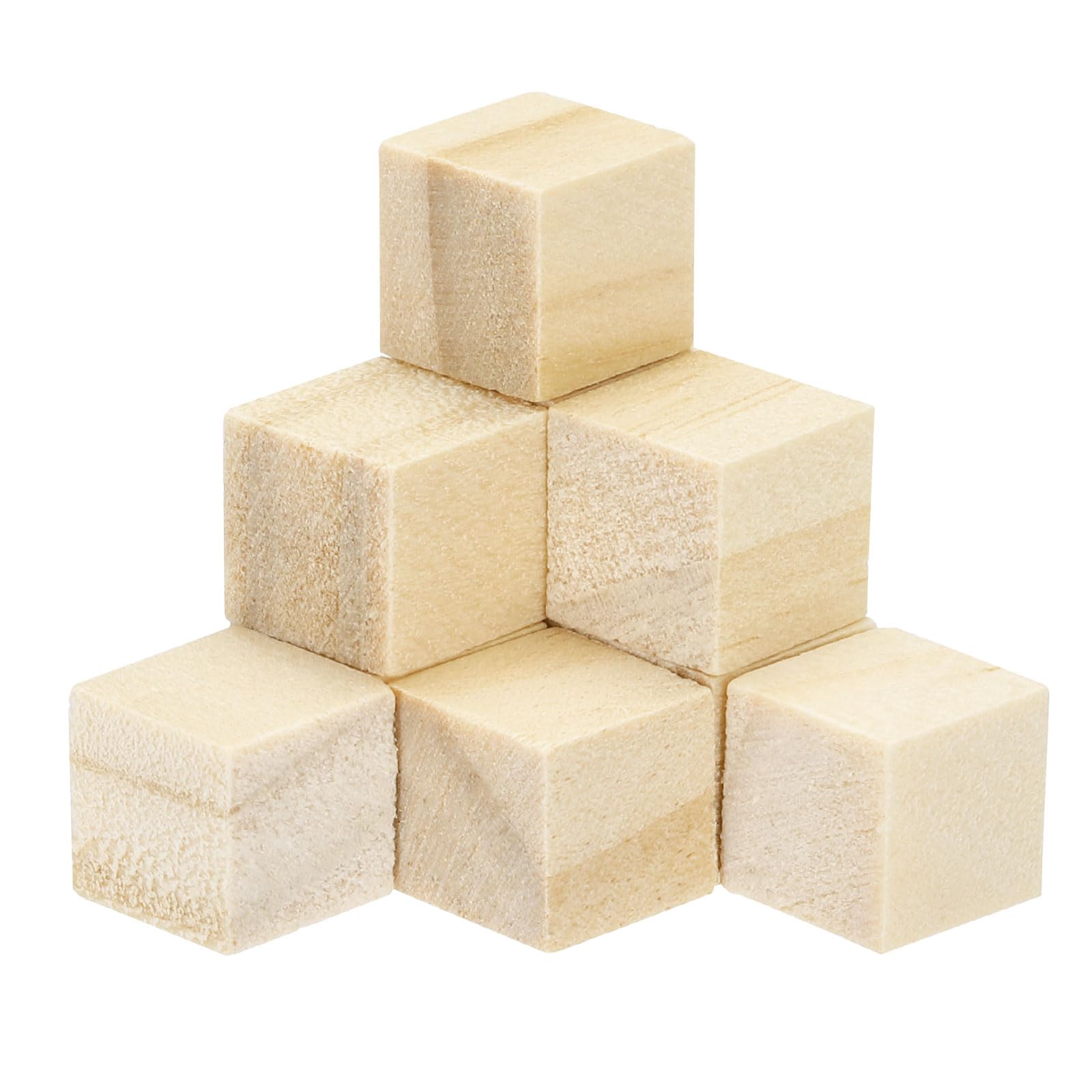 sourcing map Crafts Wooden Cube 200 Pcs Square Natural Solid Wood Crafts Blocks for DIY Projects, Puzzle Making Letters, and Stamps for Home Decoration