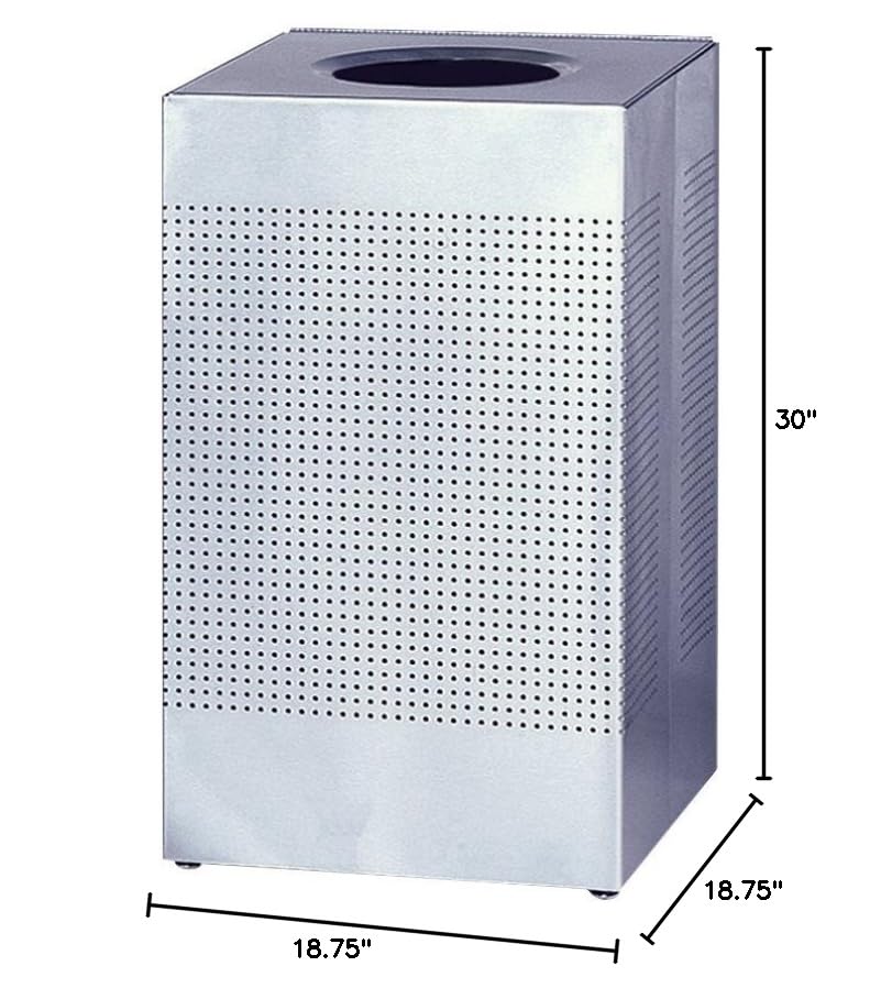Image of Rubbermaid Commercial Products Silhouette Square Open Top Trash Can, 20 Gal, Stainless Steel, Indoor for Offices /Hotel Lobbies /Front Desk
