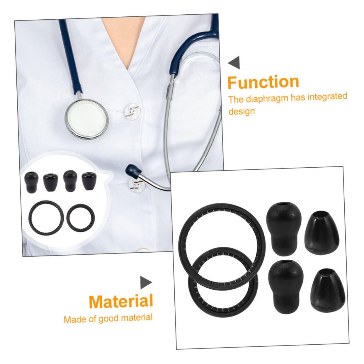 PRETYZOOM 2sets Diaphragm Earplug Parts Integrated Design for Easy Replacement Compatible Stethoscopes Versatile for Adults