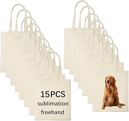 OKBA 15 bolsas de lona en blanco a granel, bolsas de sublimación, bolsas de poliéster para sublimación de 12.2 x 14.2 in, manualidades de