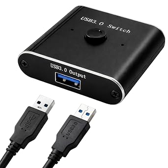USB 3.0 Switch Bi-Directional 1 in 2 Out USB Switch for 2 PCs with 5 Gbps for Keyboard Mouse Printer Scanner and USB Devices