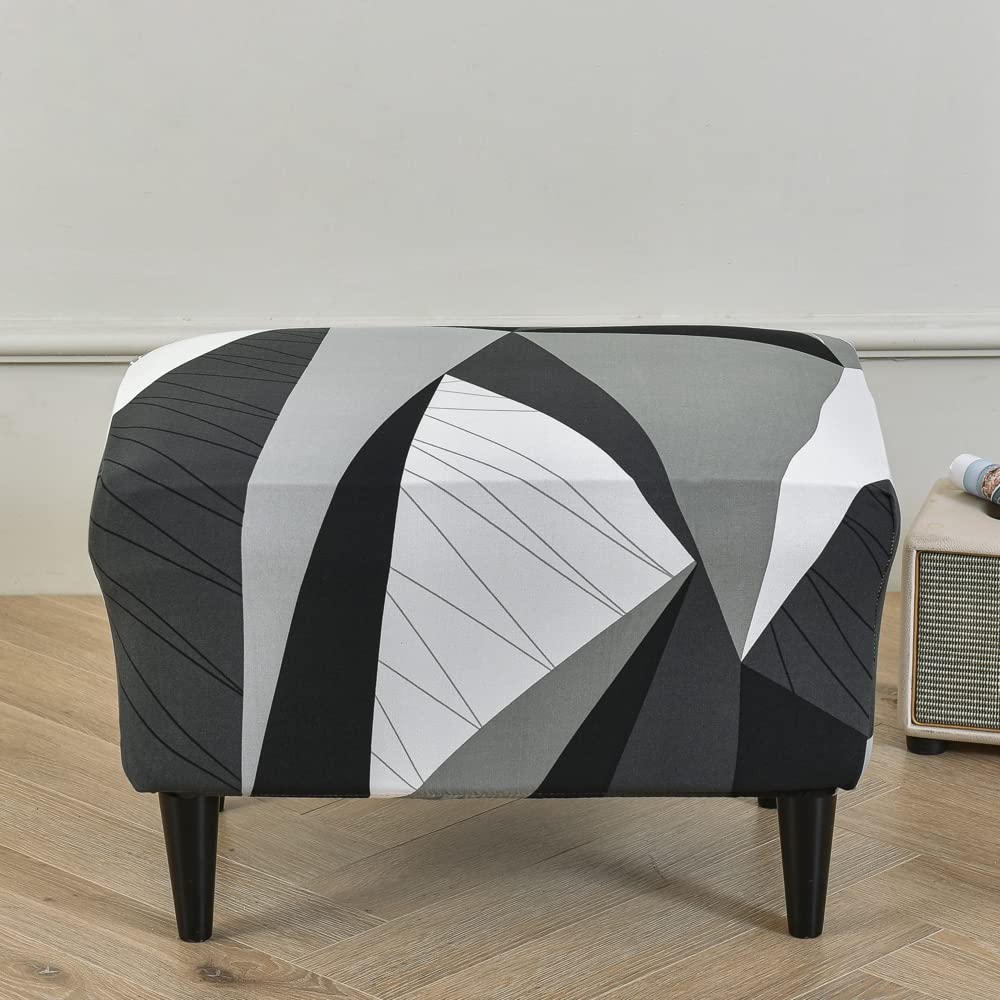 Tebeu88 Style 13 Stretch Footstool Slipcover, Stool Protector Cover With Elastic Bottom, Dustproof Removable Washable Footrest Pouffe Covers (Style 13)