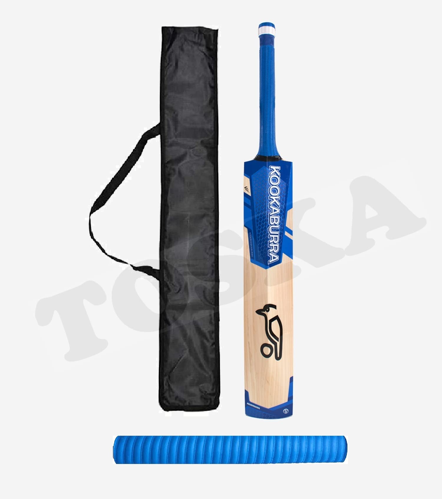 TOSKA Full Size Tennis Ball Kookaburra Cricket Bat & One Grip & Bat Cover for Rubber/Plastic/Cosco Ball (Men|Women) (Blue) (B09VZQH1XF) Amazon Price History, Amazon Price Tracker