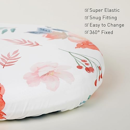 Miniatura 7 de Gllquen Baby Paquete de 4 sábanas de moisés, transpirable y acogedora, sábana bajera elástica para cuna de viaje, patrón floral de moda, sábanas