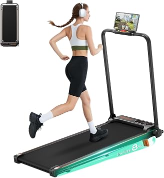 TREAFLOW Walking Pad with Incline 2.5HP Under Desk Treadmill | 8% Incline Training, Quiet Performance, Joint-Friendly Cushioning, Office-Friendly Design, Easy Under-Desk Storage