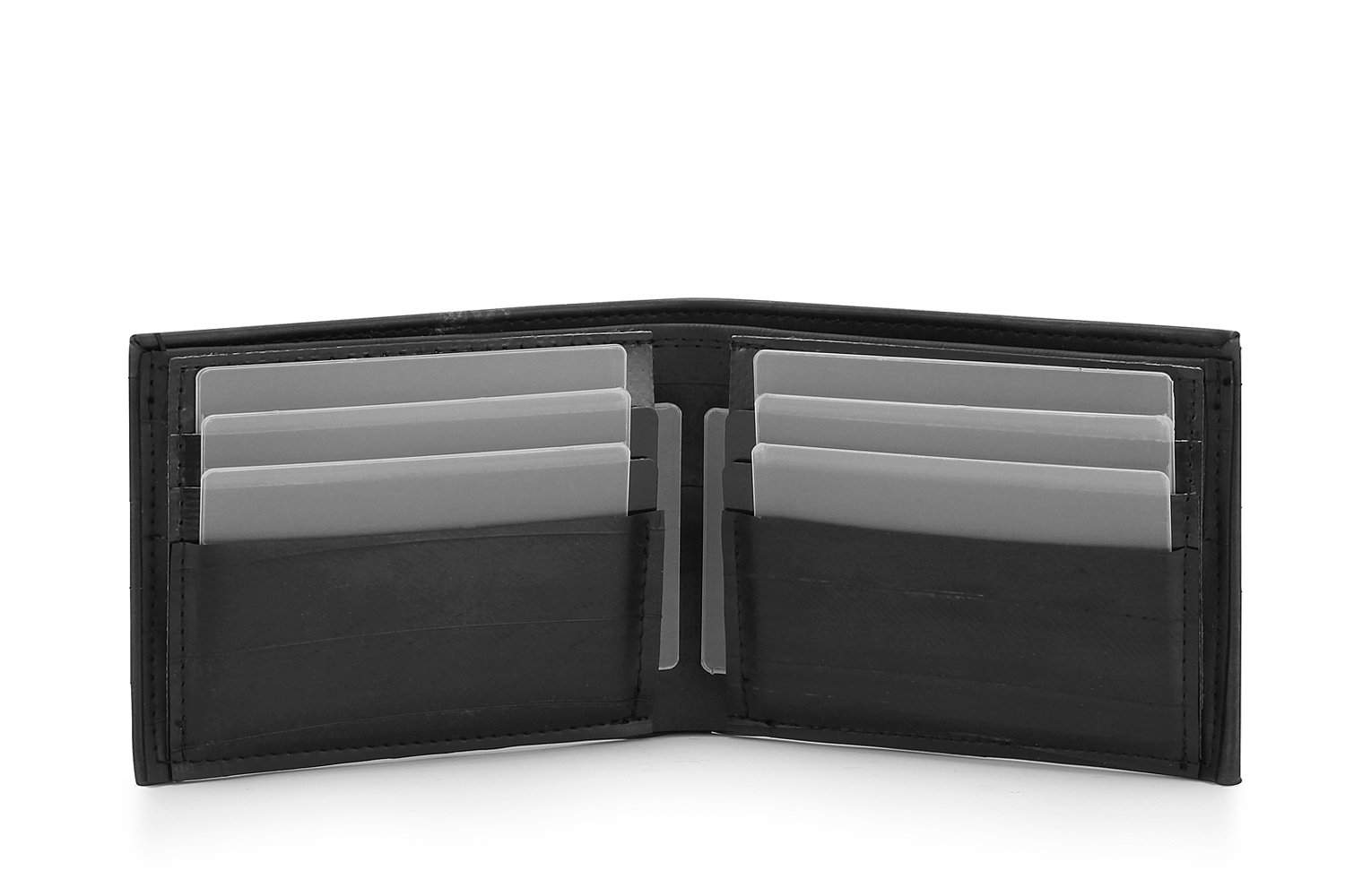MNMUR Portafoglio Uomo Slim Nero – Compatto, Sottile ed Elegante | Design Classico, Artigianale, Senza Portamonete | Materiali Vegan e Riciclati | 11x8.5 cm
