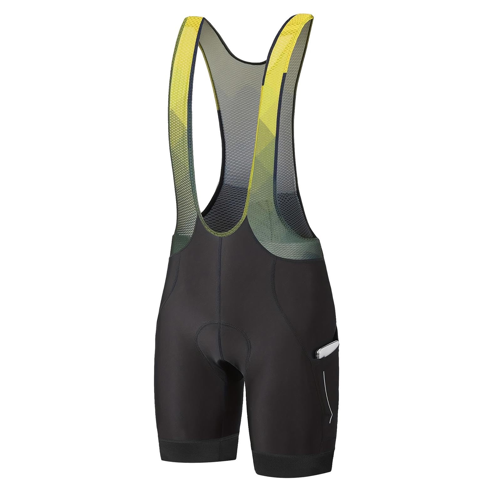 Pantaloncini da ciclismo da uomo con bretelle e imbottitura in gel 5D, pantaloncini da ciclismo traspiranti ad asciugatura rapida, con 3 tasche e strisce riflettenti; calzamaglia da ciclismo su strada