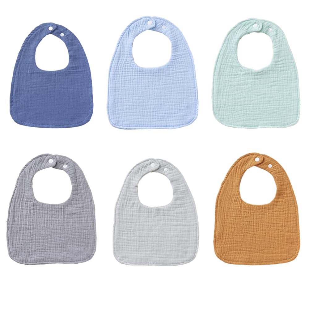 Oaygat Multi-I 6 Pcs Baby Bandana Dribble Bibs Drool Muslin Bibs Adjustable Muslin Super Absorbent Drool Bibs Soft And Absorbent With Adjustable Snaps For 0-36 Months Newborn And Toddlers