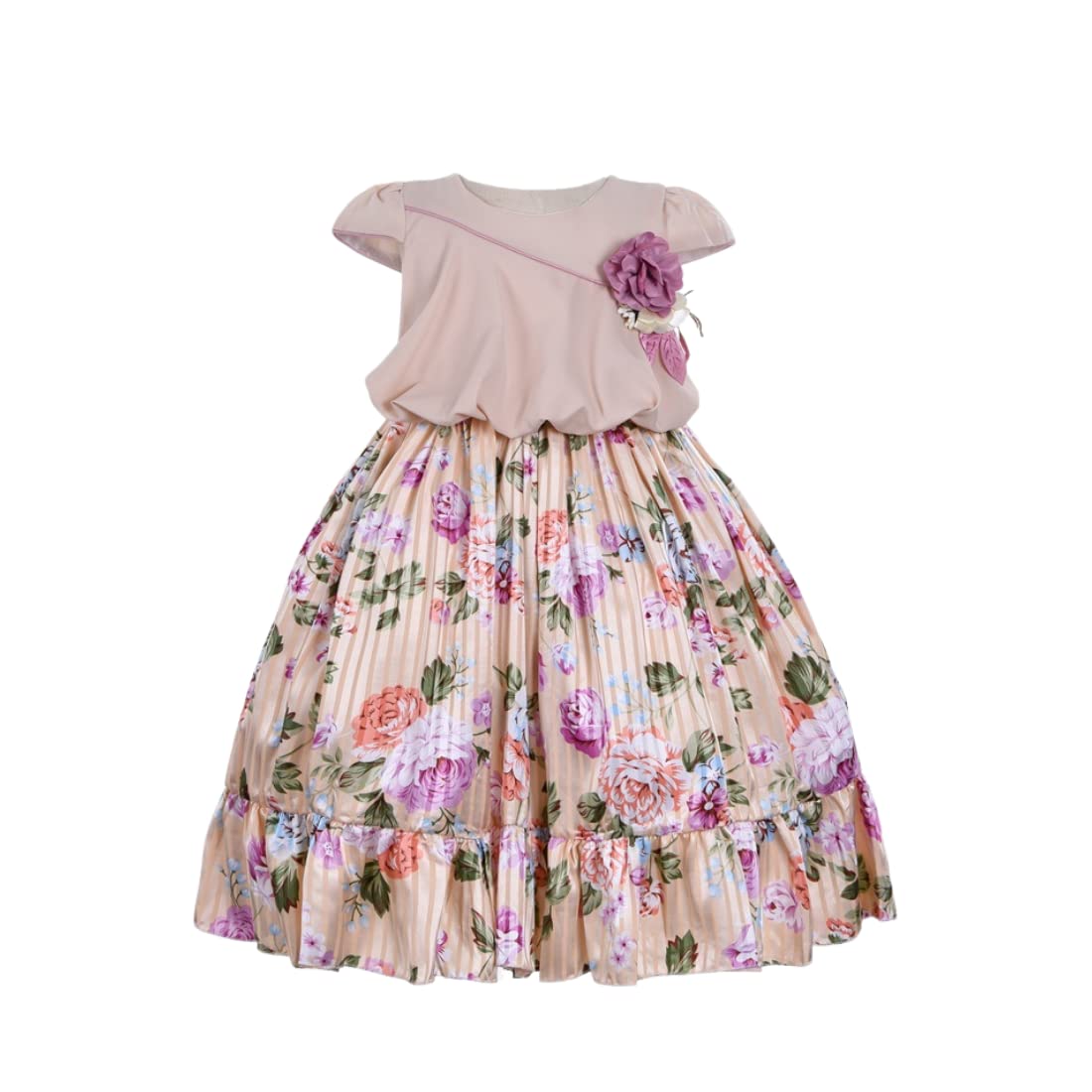 Cosplay Life Elegant Flower Dress for Girls Young Adult Fashion Bow Flower Waistline Kids Party Festival Ages 5-9 Years Old (Pink, 7yrs) — view 19
