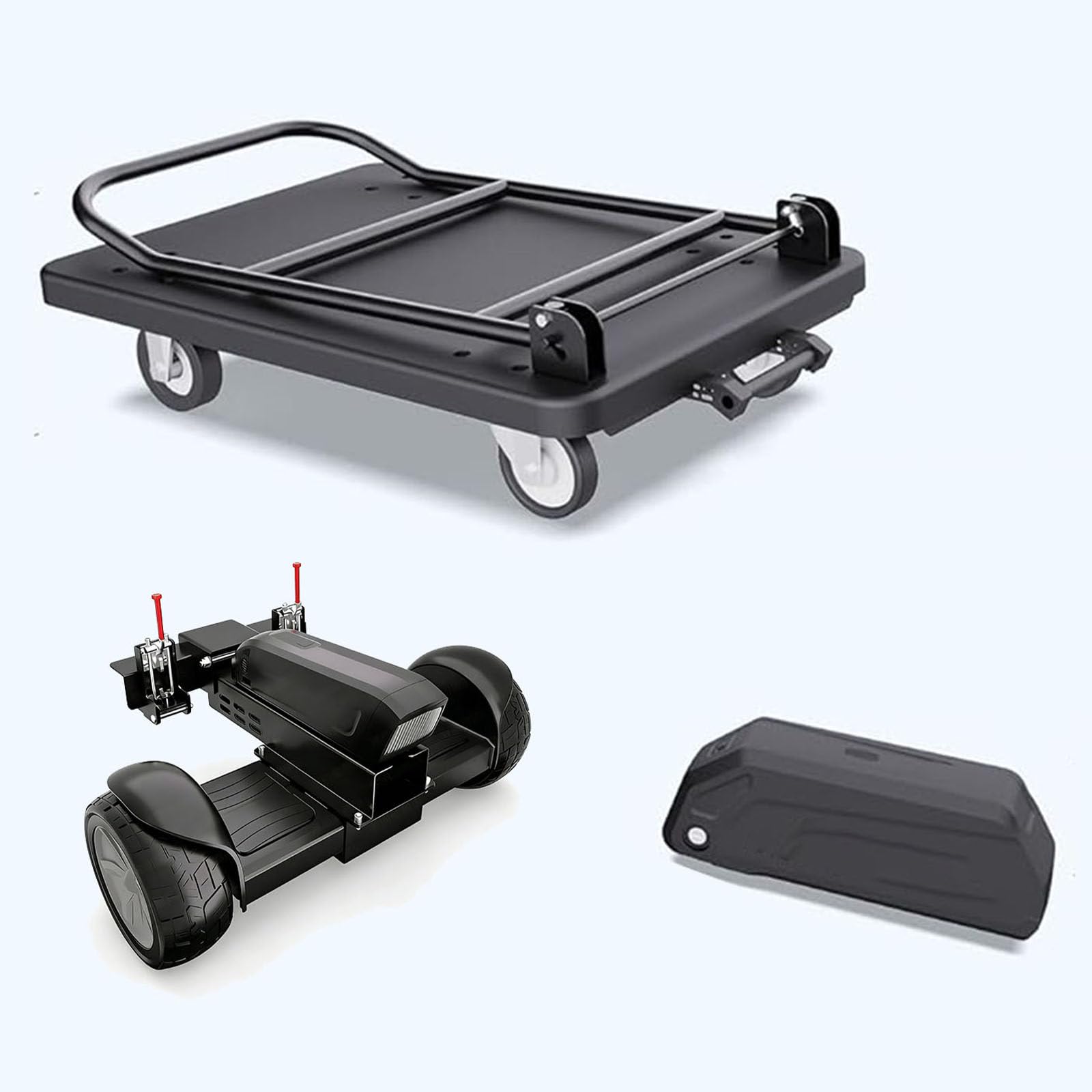 Elektrischer Flachwagen, robuster motorisierter Wagen mit 300 kg Maximalbelastung, 800 W Motor, 48 V 15,6 Ah Akku, 32 km Reichweite, 0–5 km/h Steigungsgeschwindigkeit, geräuscharm, ideal für