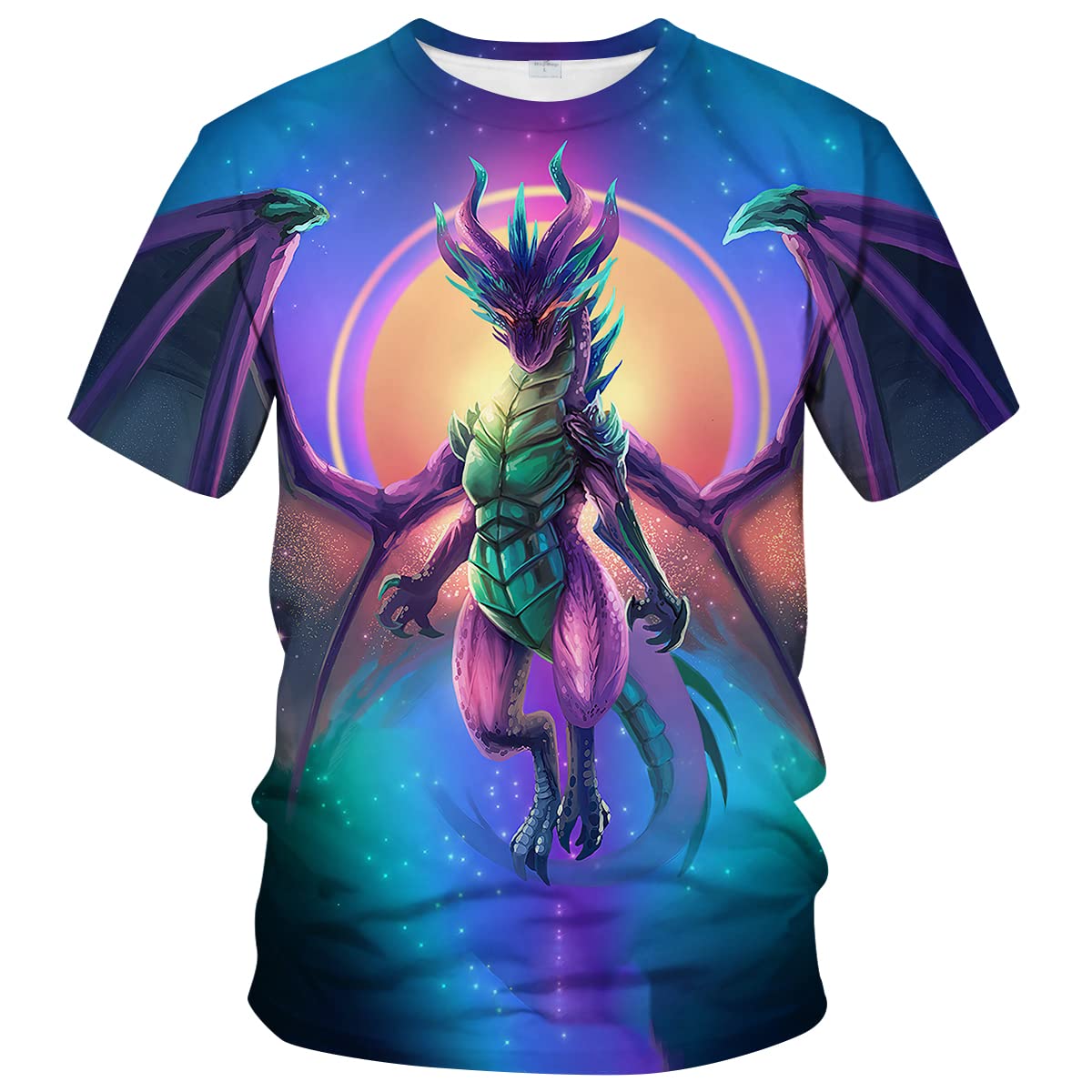 ARORALSMen's Dragon T-Shirt Summer Short Sleeve Tees Tops Fantasy Animal Theme Sweatshirt Realistic Graphic Shirt