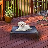 Elevated Pet Bed-Portable Raised Cot-Style Bed W/ Non-Slip Feet, 24.5”x 18.5”x 7” for Dogs, Cats, and Small Pets-Indoor/Outdoor Use by Petmaker (Blue), 80-PET6083