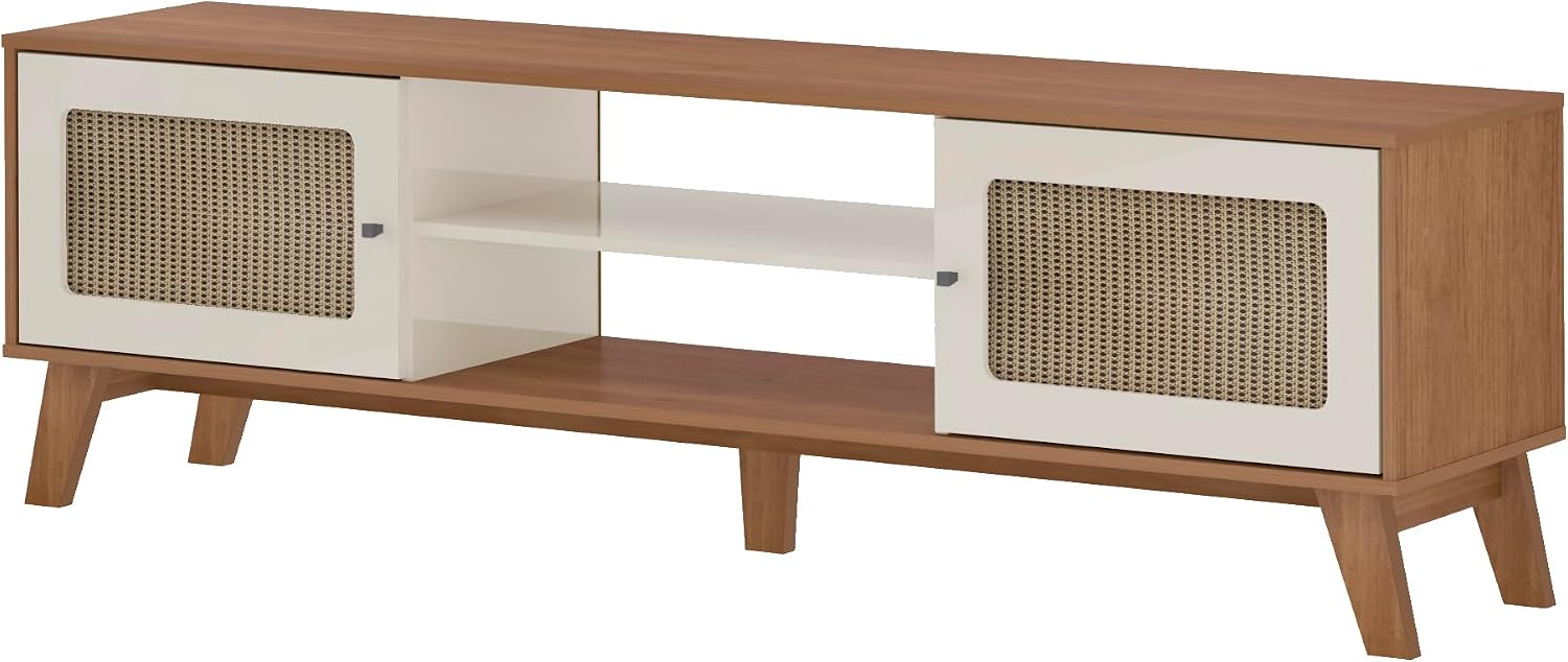 Rack para Tv ate 75" com 2 portas CHARLOTTE cor Cinamomo c/Off White - Artely