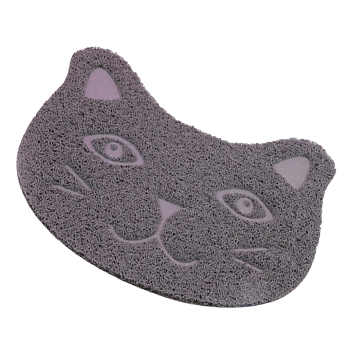SUPVOX Cat Litter Mat Cute Cat Face Design Non-slip PVC Trapping Mat Grey for Litter Box and Sifting Gentle Sensitive Paws