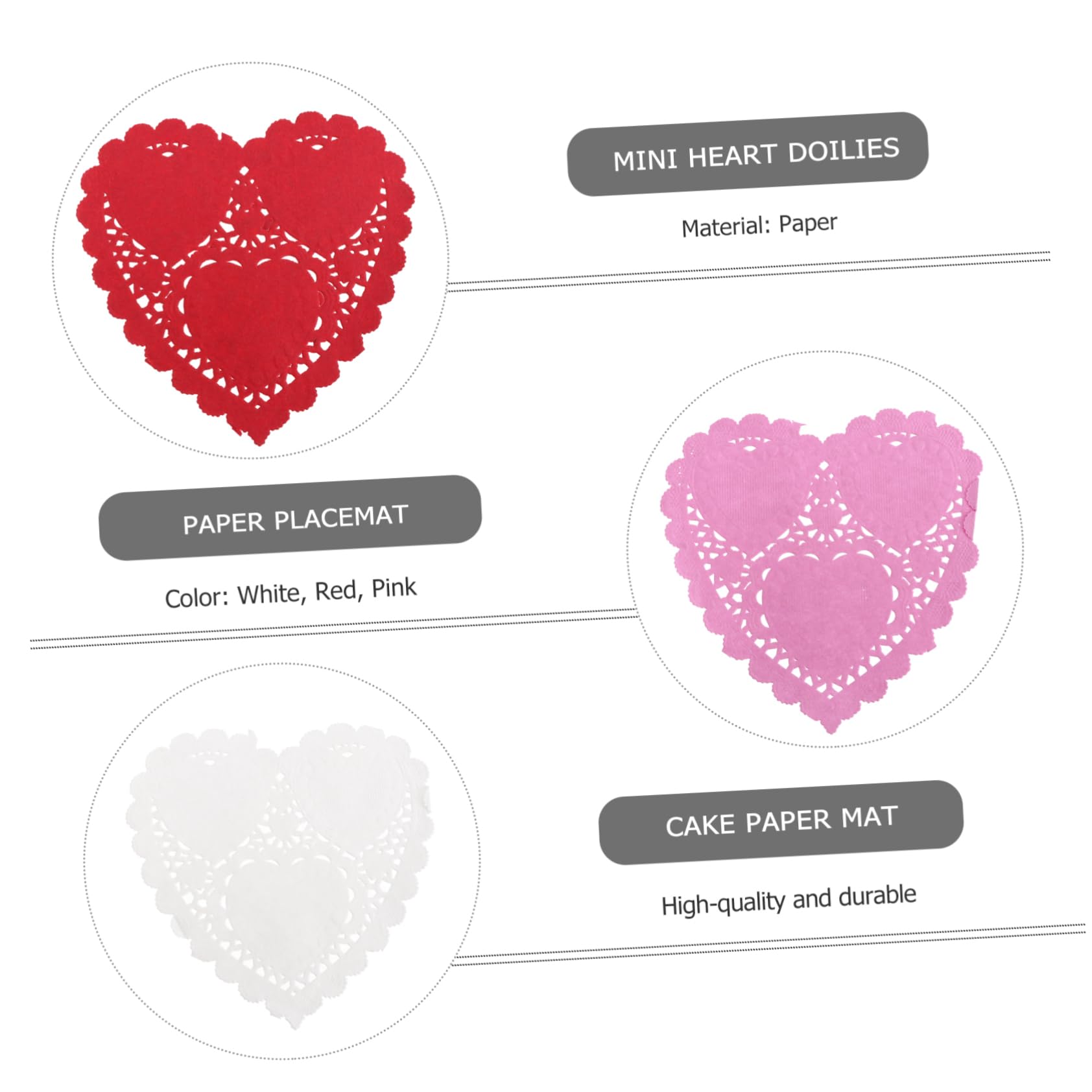 OFFSCH Valentine Doilies Set 300 Sheets Love Shape Paper Pads for Food Cake Party Decorations