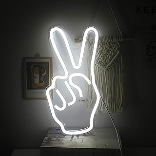 Enseigne Lumineuse au Néon Yeah Gesture Enseignes au Néon à LED Blanches Avec Interrupteur USB Enseigne Lampe Néon Doigts pour Chambre Bar Pub Bureau Fourniture de fête 14'' x 8''