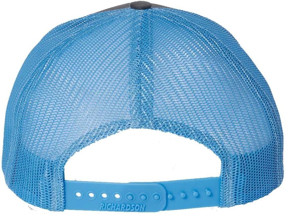 Richardson 112 Hat Structured Classic Trucker Snapback Cap, Adjustable, Charcoal/Columbia Blue - Image 3