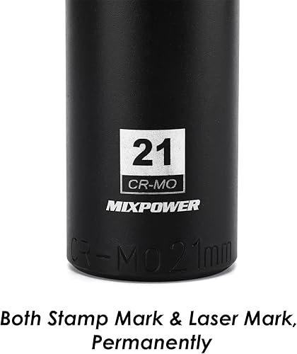 Miniatura 18 de MIXPOWER Enchufe de impacto profundo de 1/2", CR-MO, 1.417 in, métrico, 6 puntos, tuerca de eje de grado de impacto para una fácil extracción