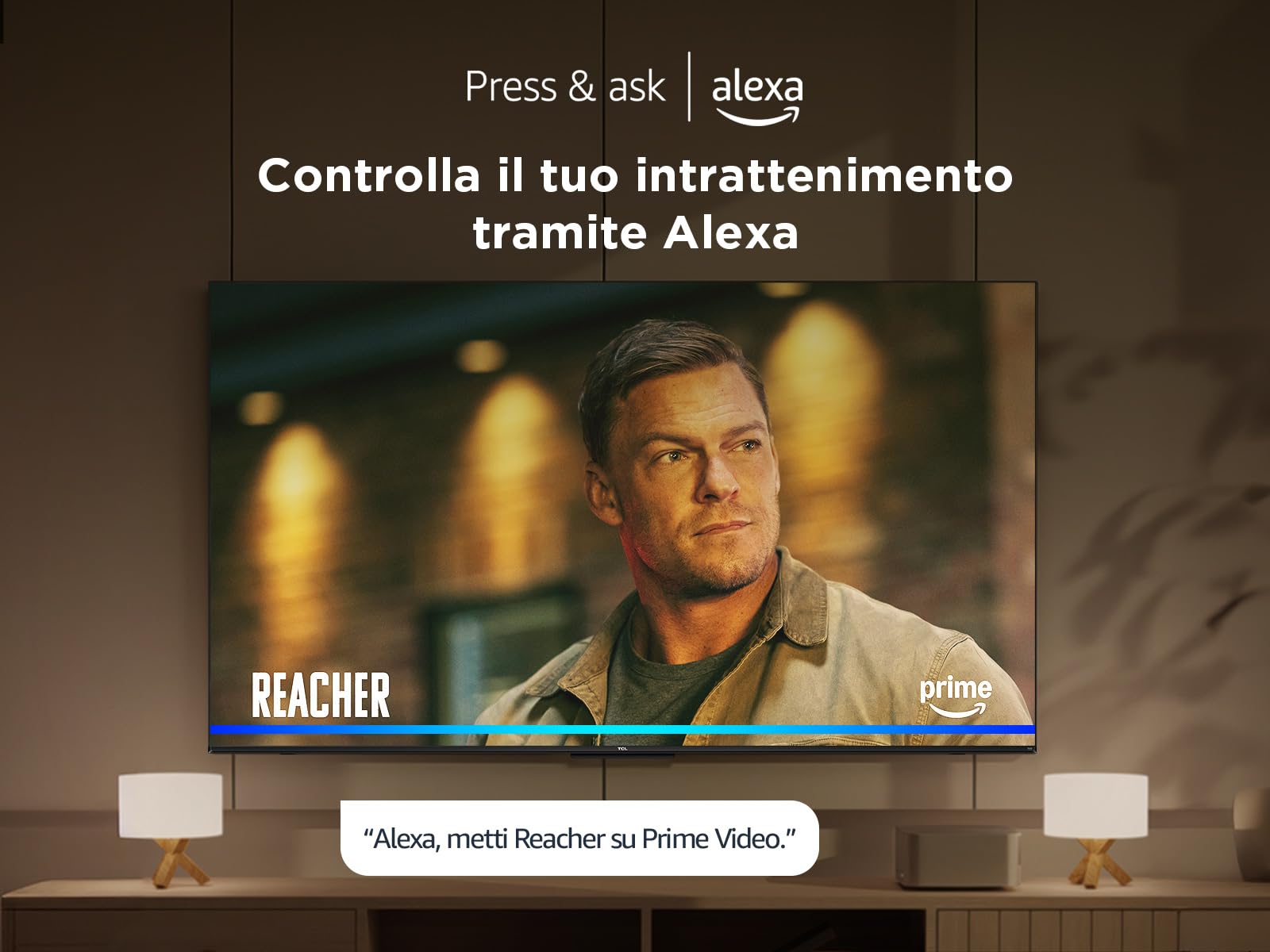 TCL 85T6C 85'' QLED TV 4K HDR, Fire TV (Dolby Vision e Atmos, HDR10+, Premi e Chiedi ad Alexa)