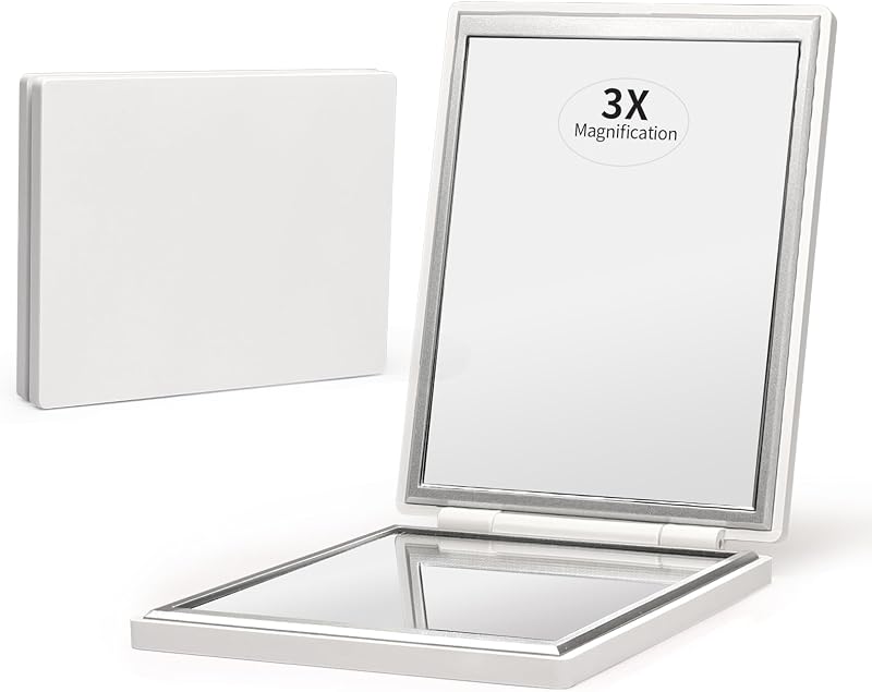 Espelho compacto Kintion 1x/3x dobrável, portátil, branco