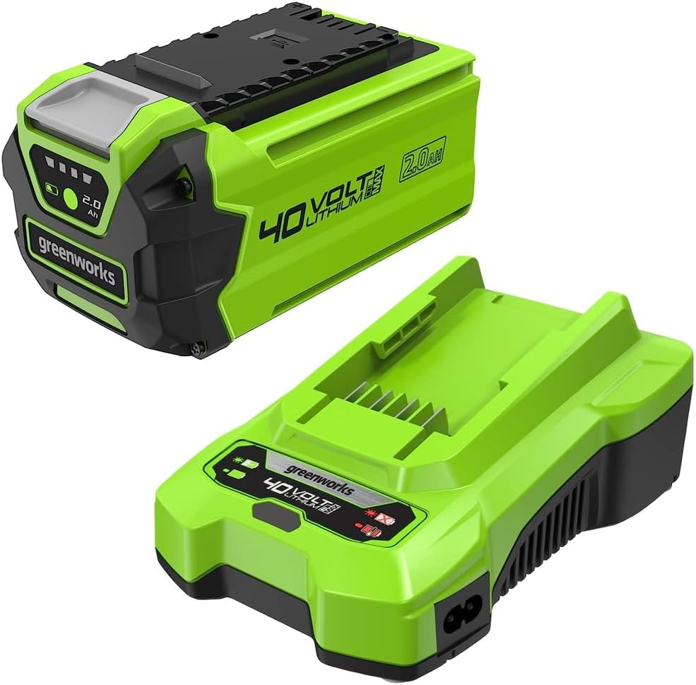 Greenworks 40V Battery & Universal Charger Kit - 2Ah Lithium-Ion Battery + 2A Charger. Compatible with All 40V Tools