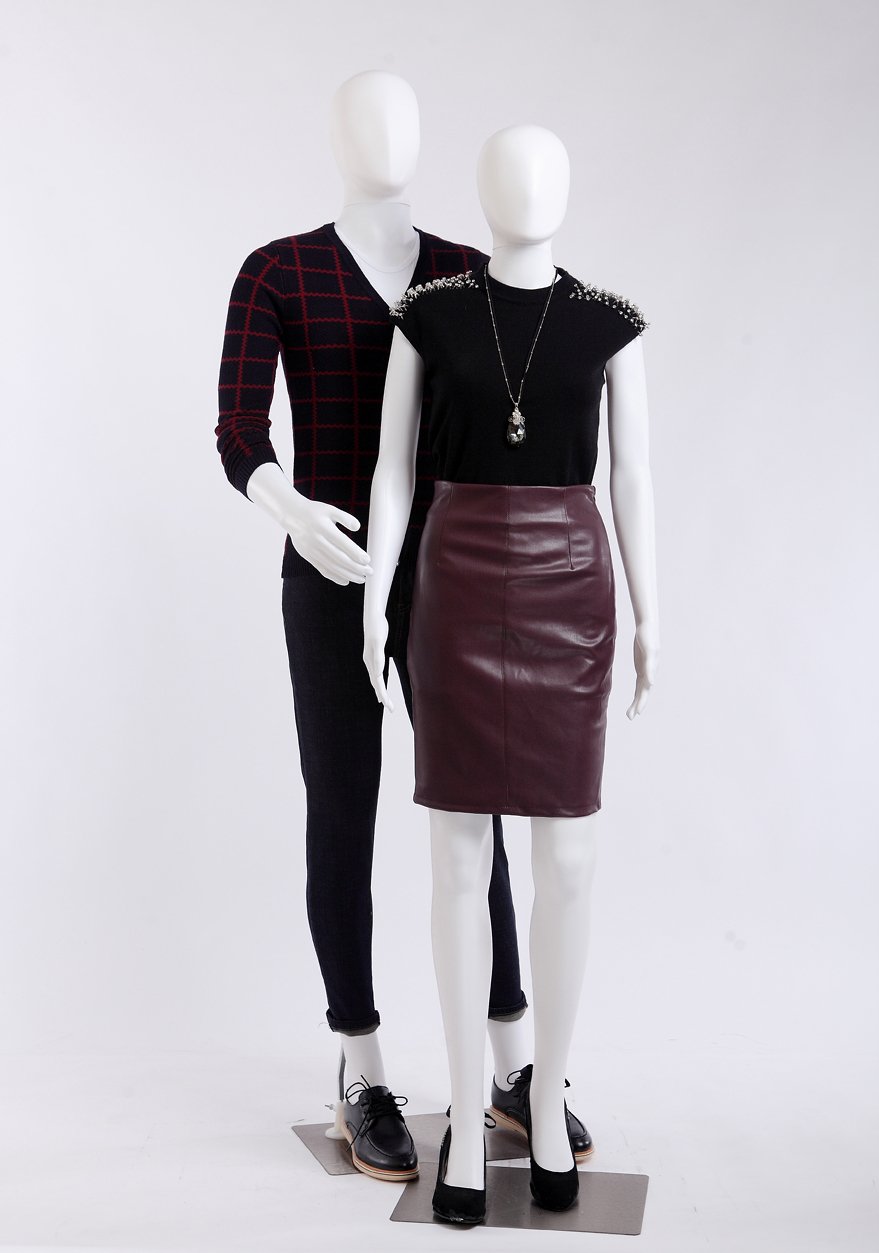 FC-7W Mannequin de vitrine féminin, blanc mat, sans visage, bras et tête, rotatif à 360°, mannequin de vitrine pour femme, mannequin d'œuf (féminin FC-7W)