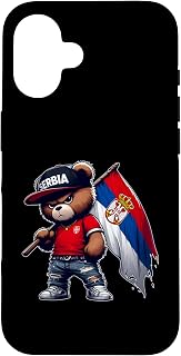 iPhone 16 Cute Teddy Bear Serbian Flag Yugoslavia Balkan Serbia Case