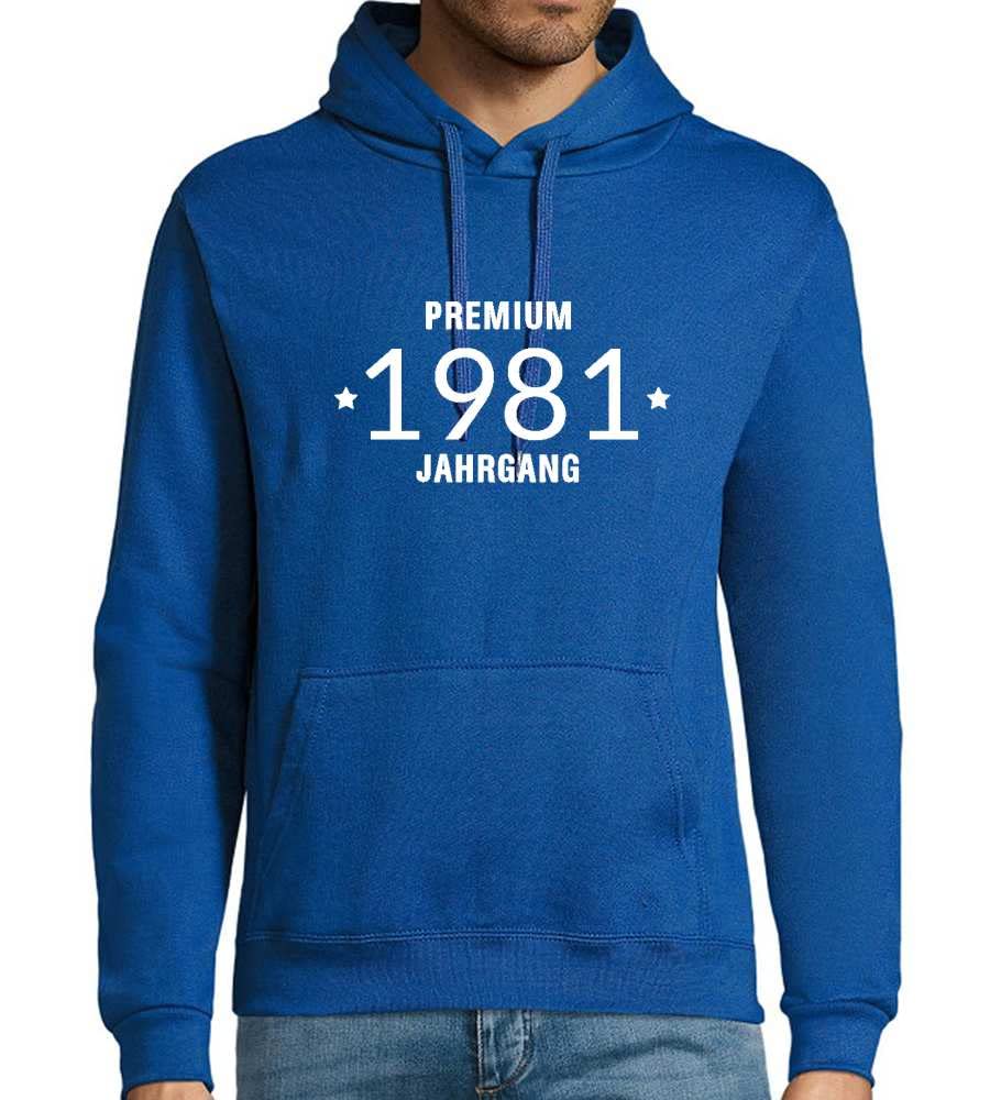 Premium Jahrgang 1981 męska bluza z kapturem, niebieski Royal, 4XL
