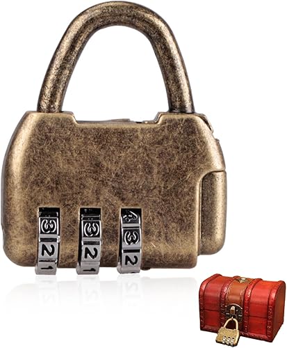 Cerradura antigua de bronce antiguo con combinación de candado pequeño candado de combinación para bolsos de mano antirrobo de latón cerraduras de