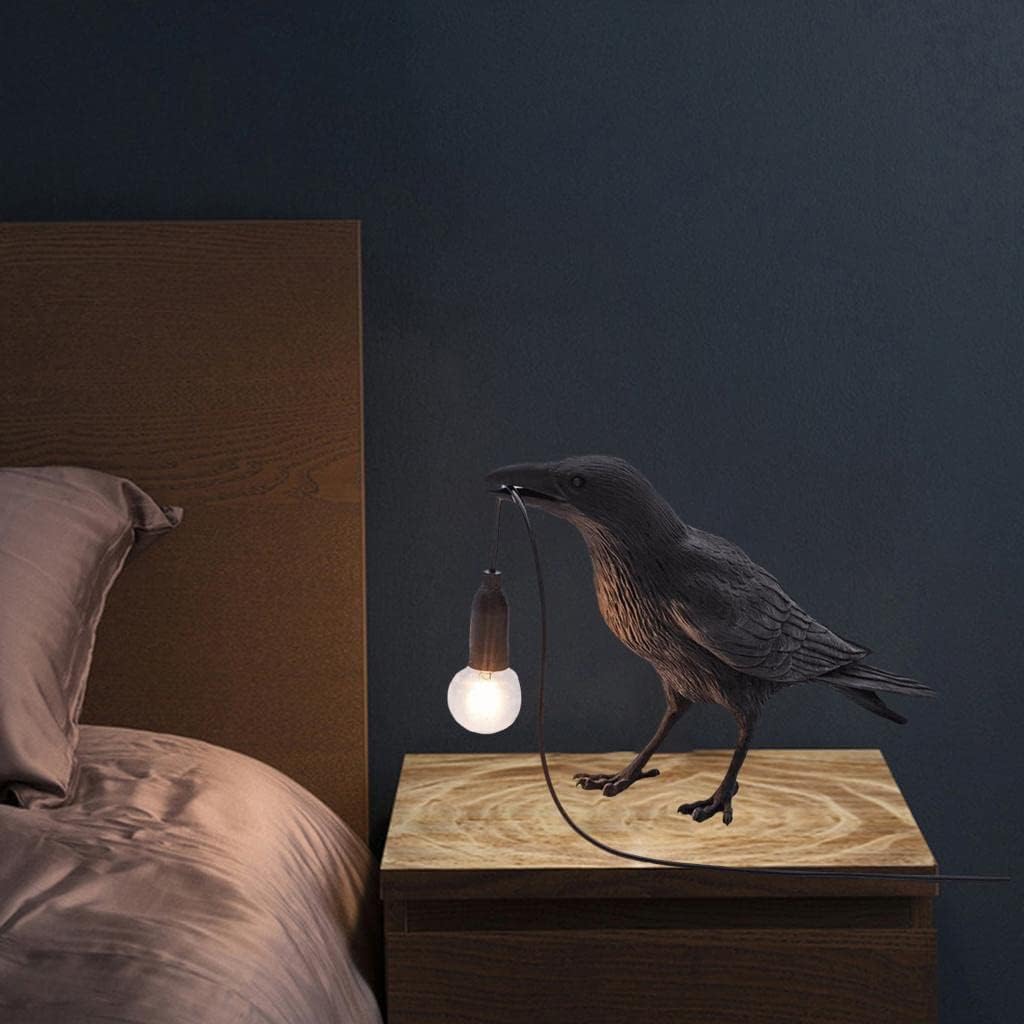 Crow Desk Lamp,Decorative Raven Bird Table Lamp, Black Resin Design Table Light with LED Bulb,Table Lamps Bedside Decor for Living Room - Image 3