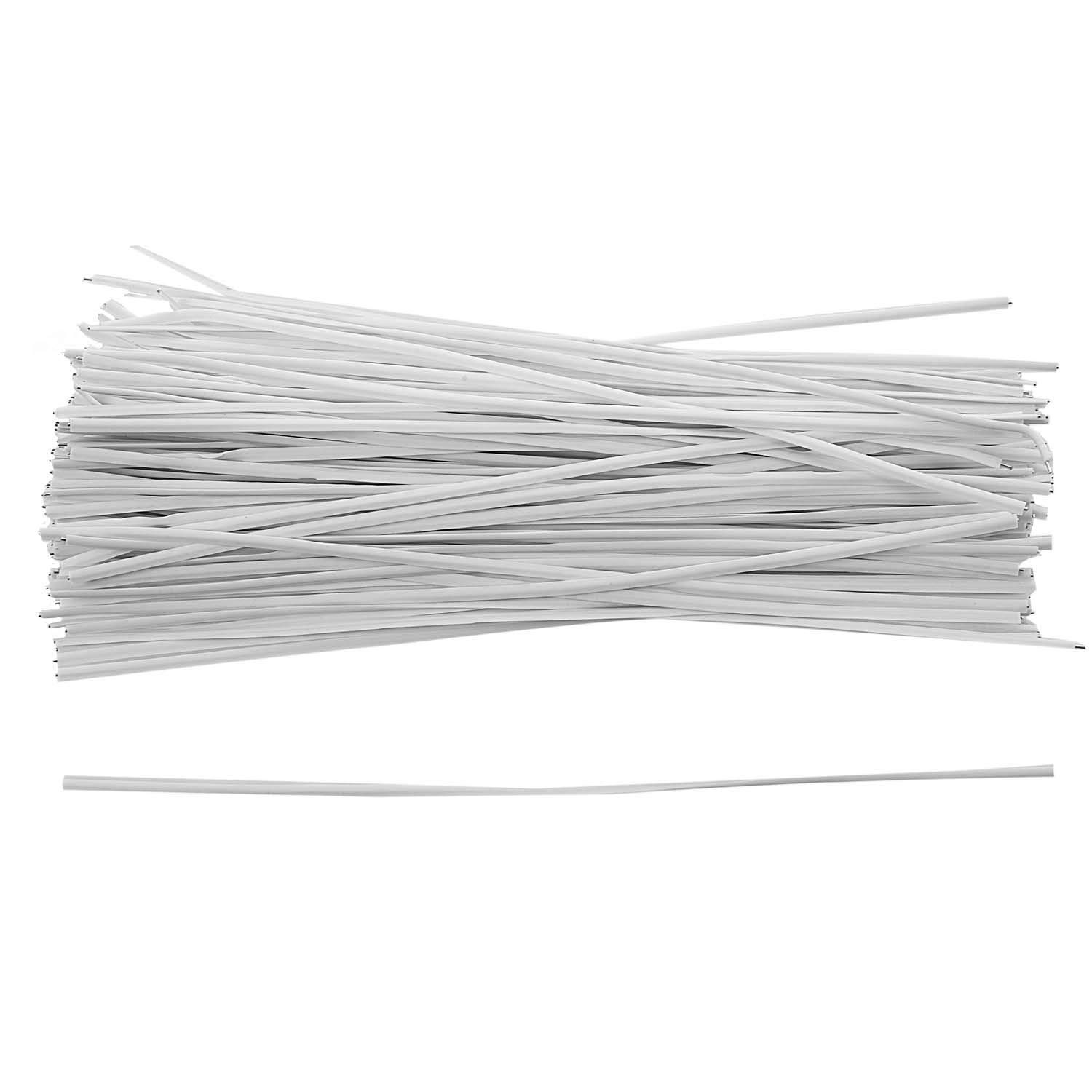 130pcs Binding Packaging Wire Twist Ties White 150x2.2mm